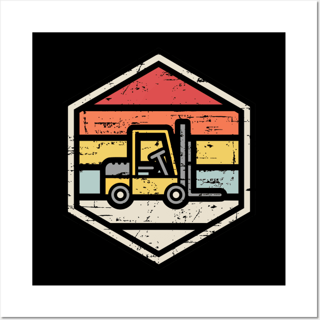 Retro Badge Forklift Wall Art by rojakdesigns